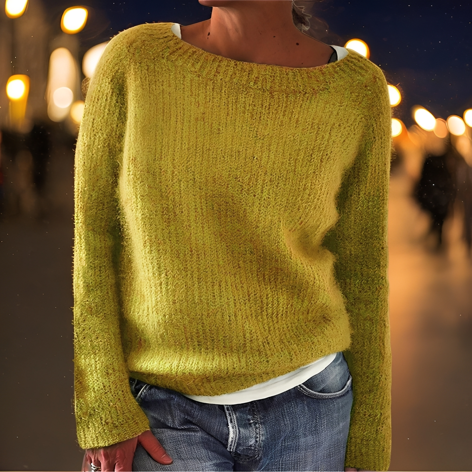 Abeeha - Lockerer Pullover in Tanne für Frauen