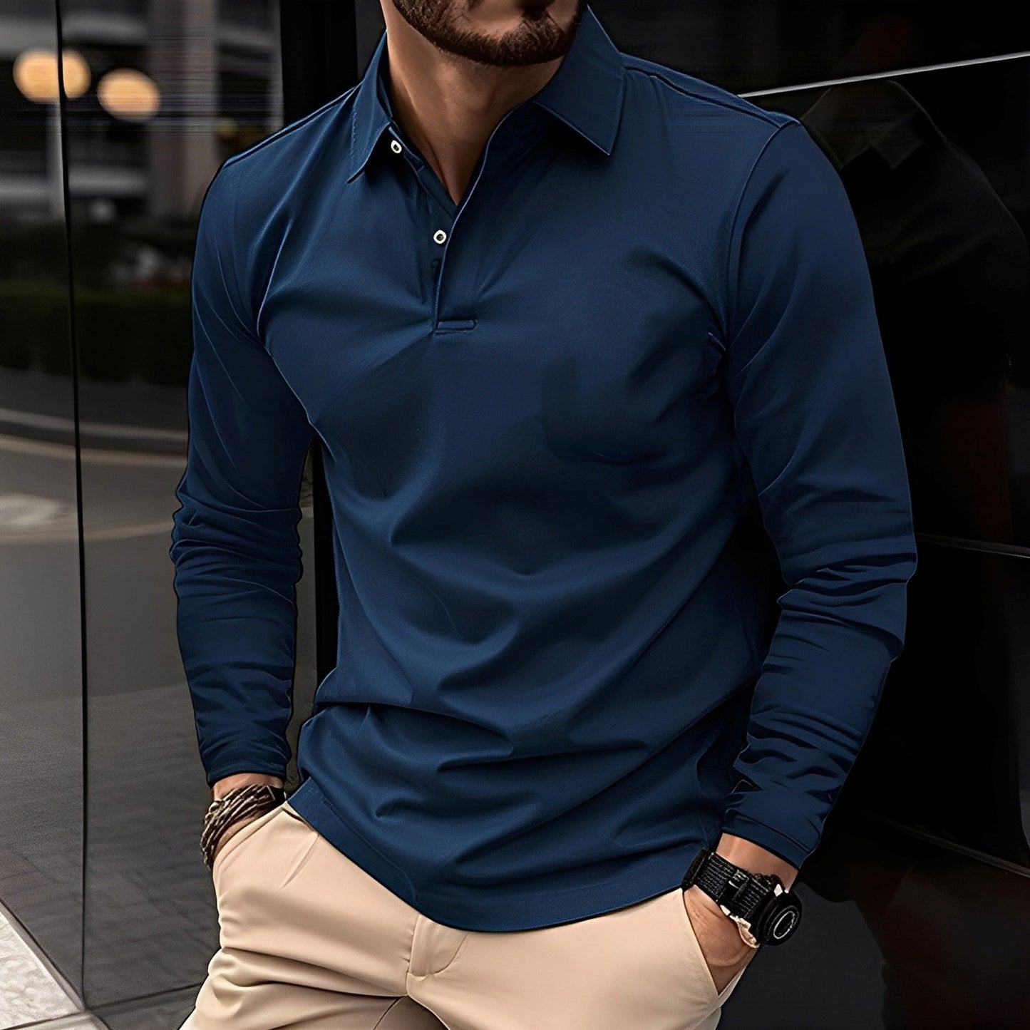 Deacon - Comfortable long-sleeve polo shirt for men