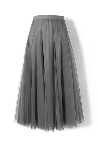 Maleah – Pleated midi skirt made of mesh fabric