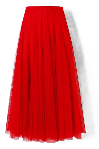 Maleah – Pleated midi skirt made of mesh fabric