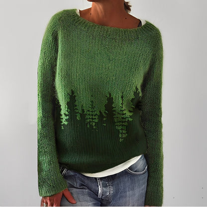 Flavienne - Simple women's winter sweater with round neckline