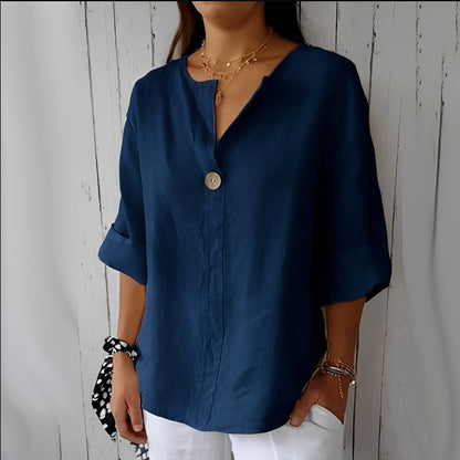 Noémie - Women's blouse with V-neckline
