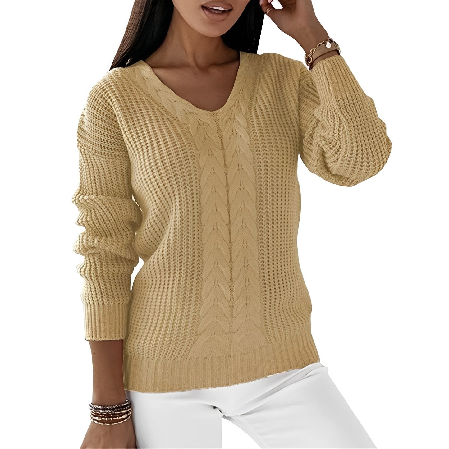 Georgia - Fashionable women's sweater with V-neck