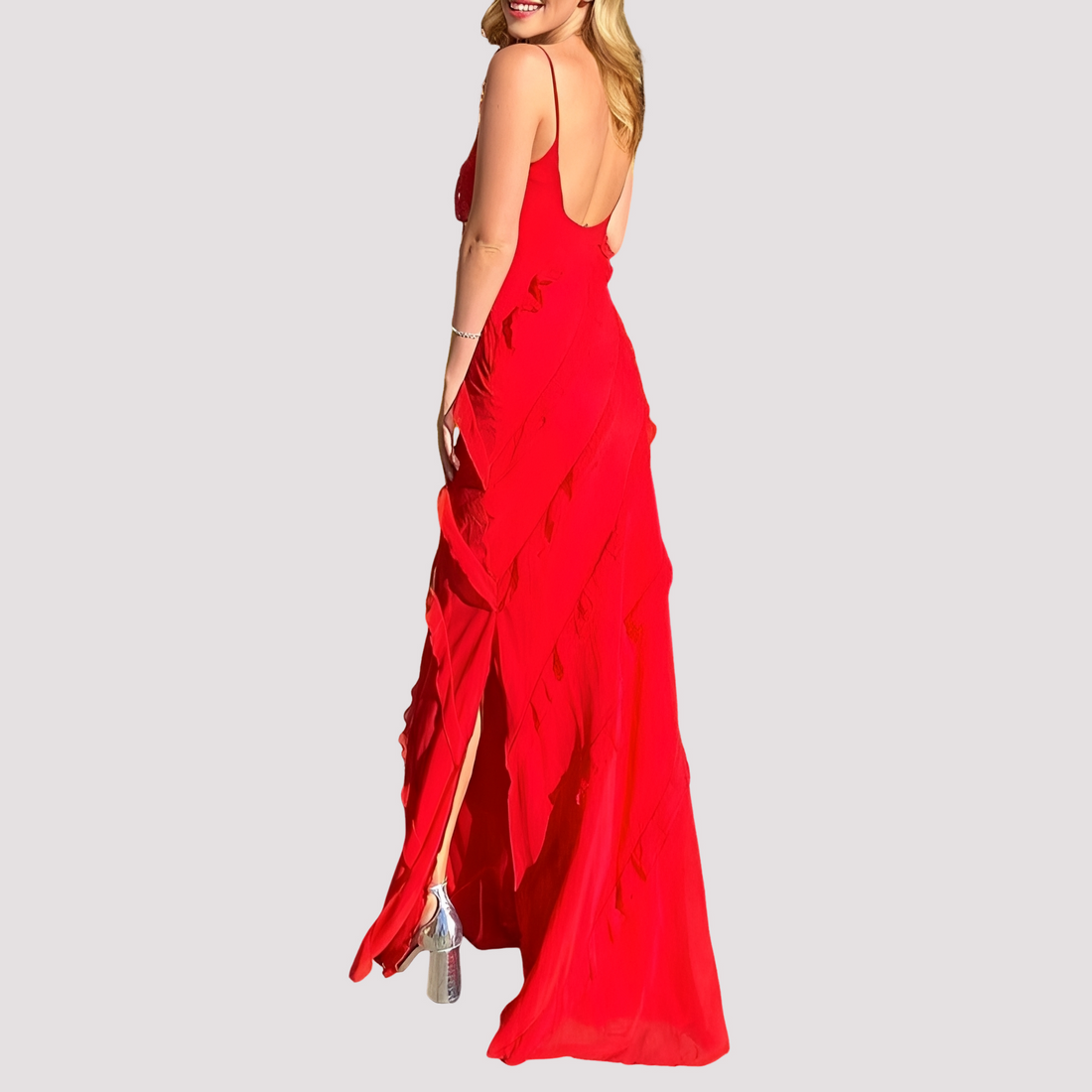 Micah - Elegantes langes Kleid mit Rüschen