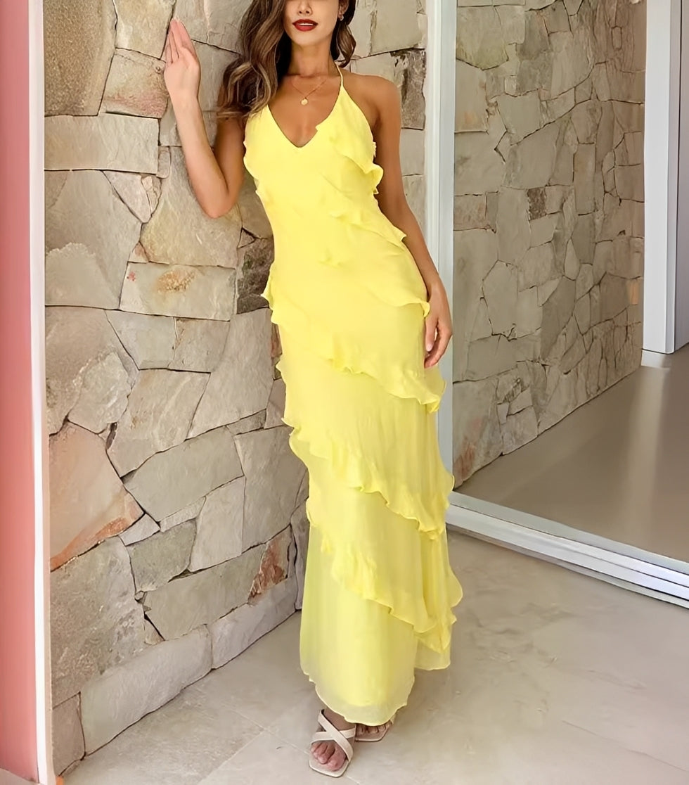 Ashley - Elegantes Kleid mit Rüschen in Maxi-Länge