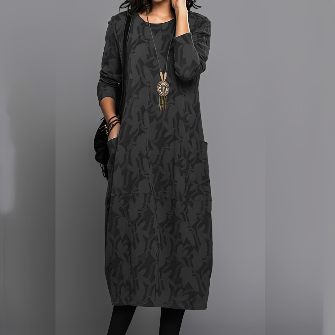 Sébastienne - Light Winter Dress with Round Neckline for Women