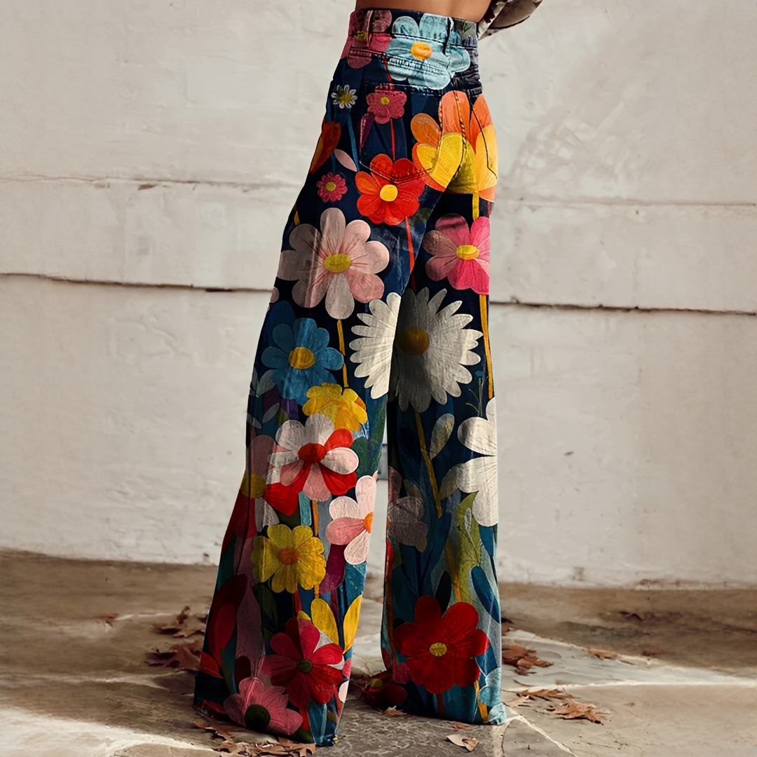 Charo - Locker geschnittene Damenhose mit Blumenmuster
