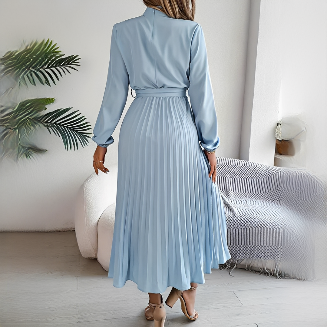 Jessy - Plissiertes Damenkleid mit langen Ärmeln