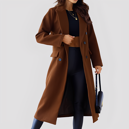 Jasmin - Stylish women's coat with double button placket
