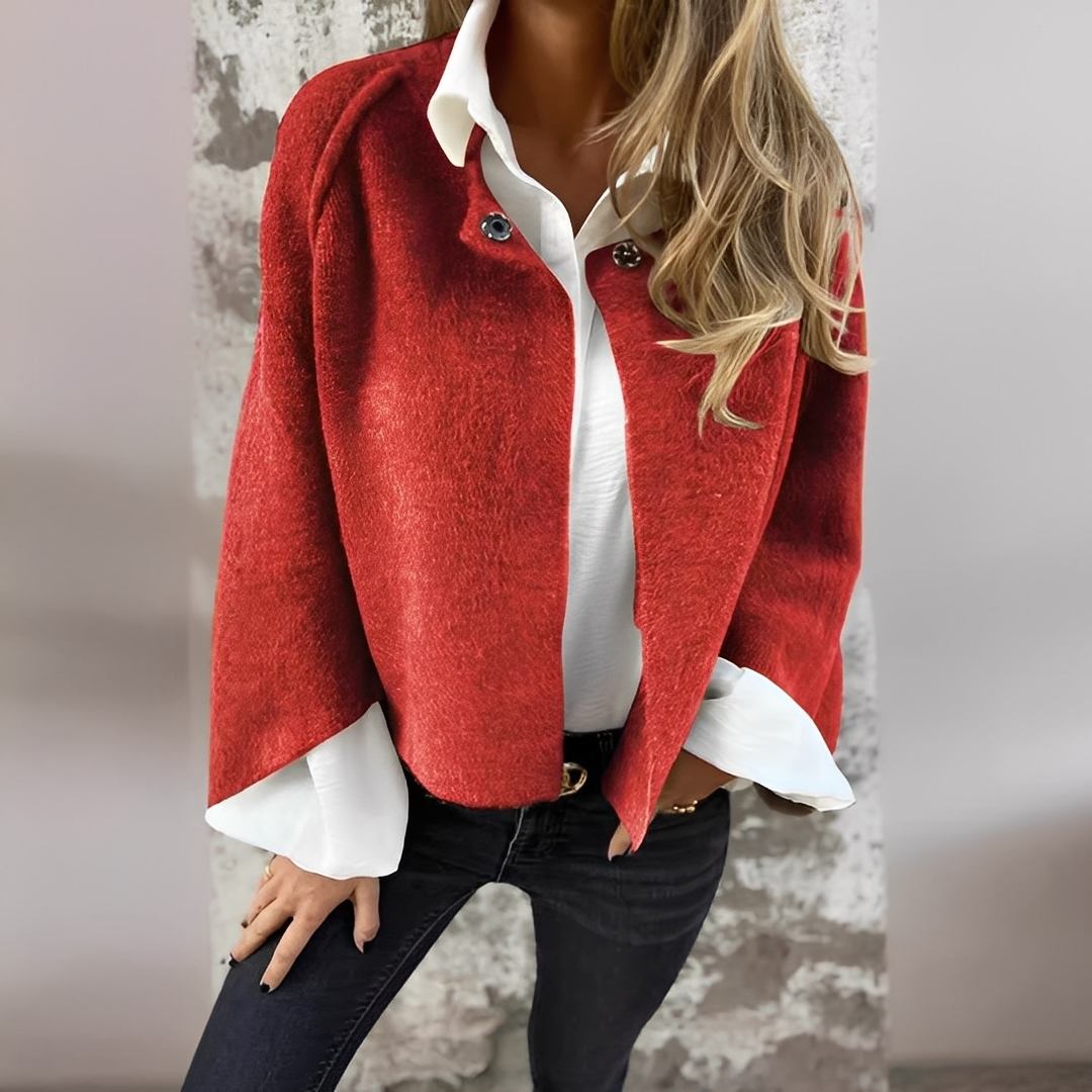 Noélie - Women's wool coat with round neckline