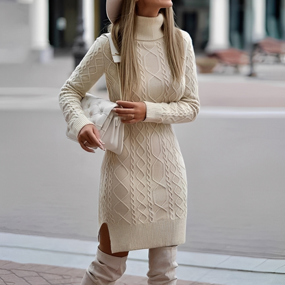 Myriam - Winter dress with long sleeves and turtleneck for women