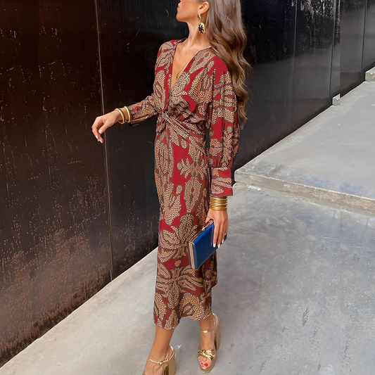 Louna - Women's V-neck Dress in Elegant Style