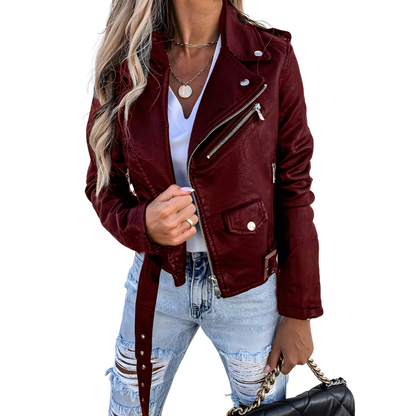 Tiana - Women's Retro Biker Jacket with Zipper