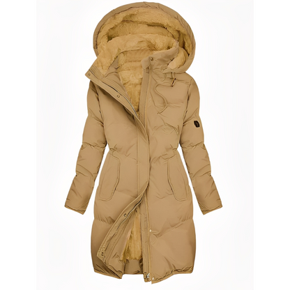 Laurie - Long, padded women's winter coat with hood