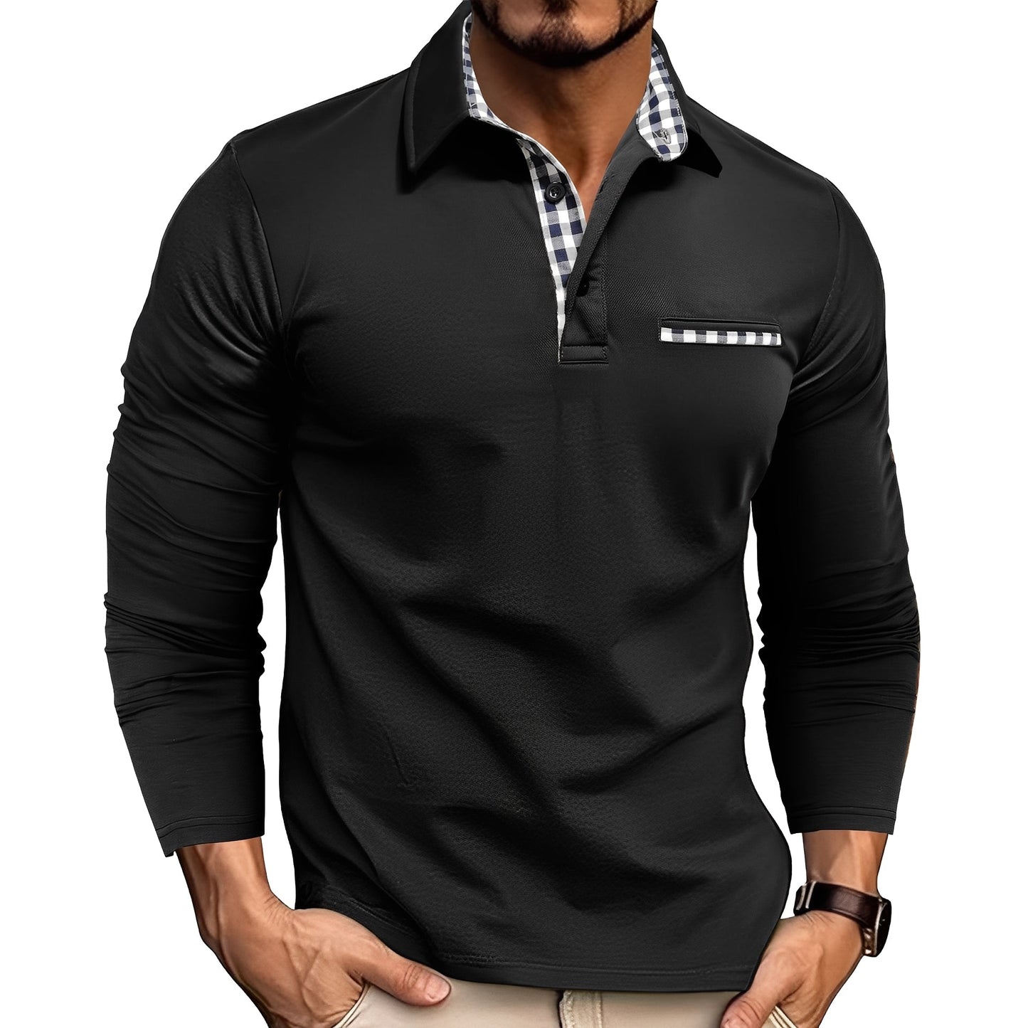 Cédrick - Warm winter polo shirt with long sleeves for men