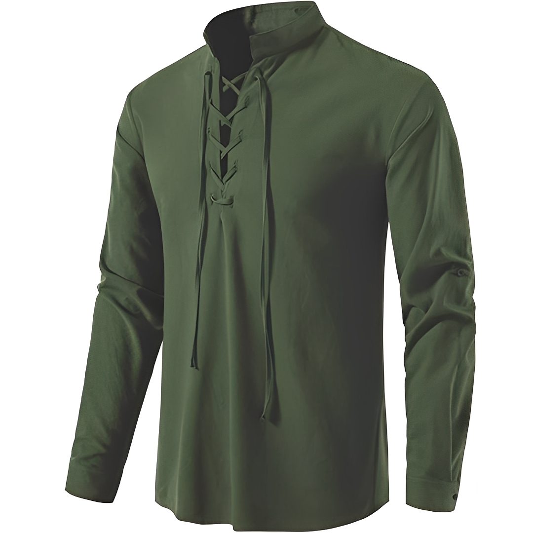 Josué - Stylish men's shirt with V-neck and lace