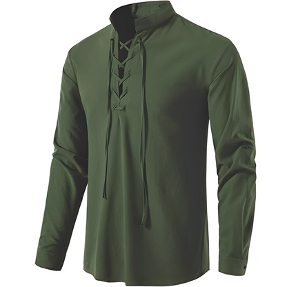 Josué - Stylish men's shirt with V-neck and lace