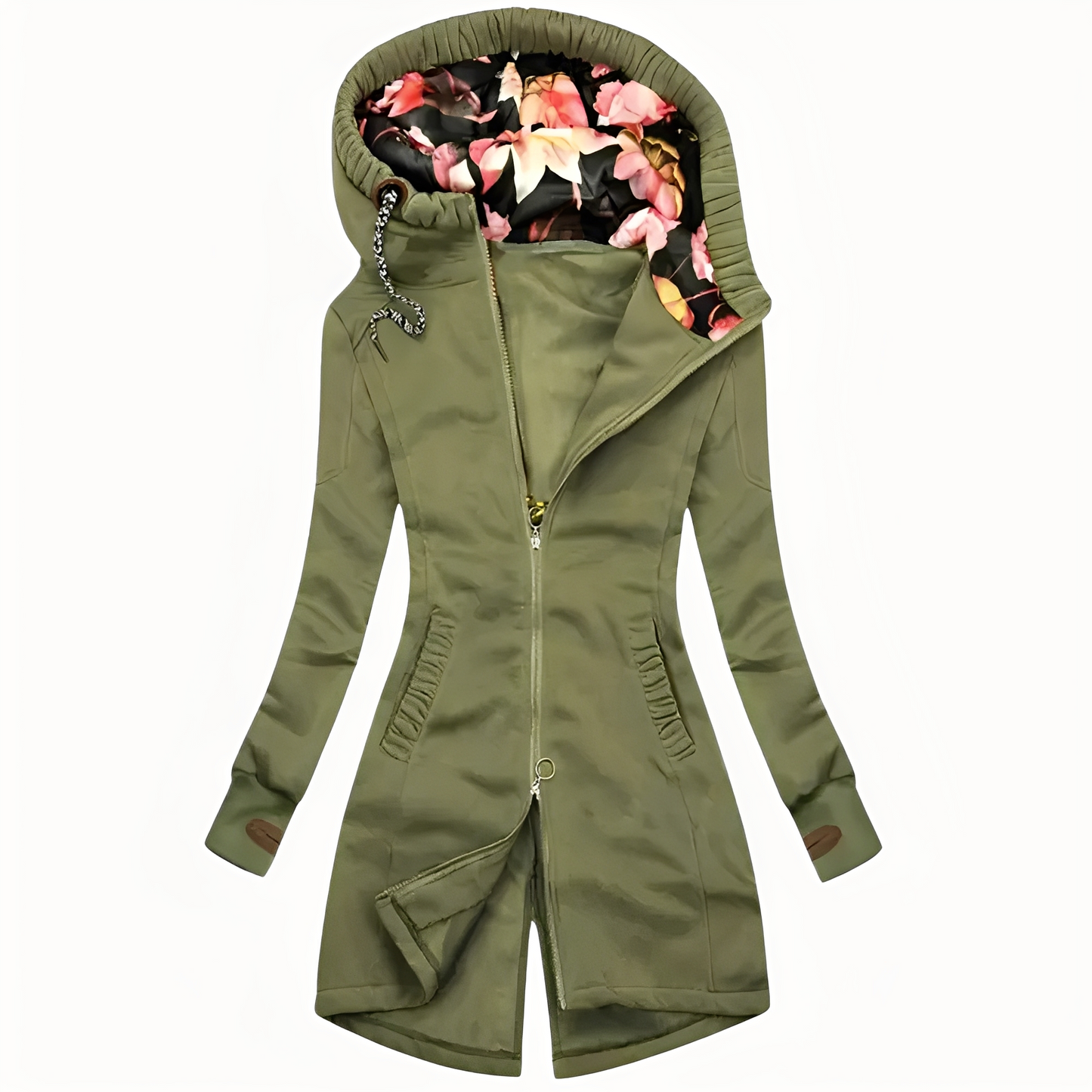 Marie - Fashionable women's hooded jacket with floral pattern