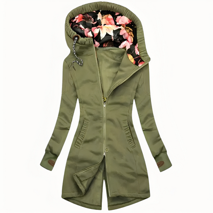 Marie - Fashionable women's hooded jacket with floral pattern