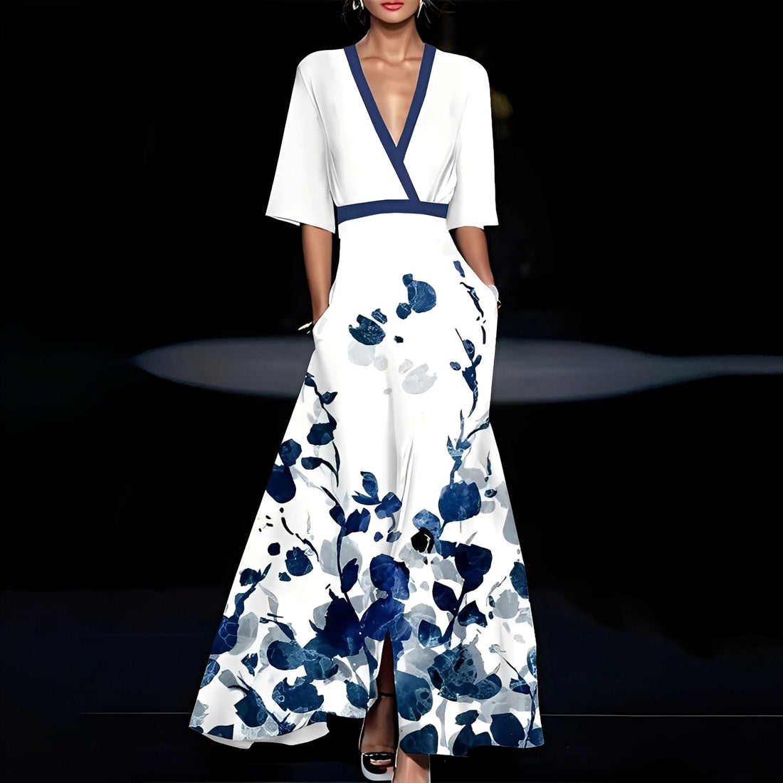 Débora - Langes stilvolles Kleid mit Blumenmuster für Damen
