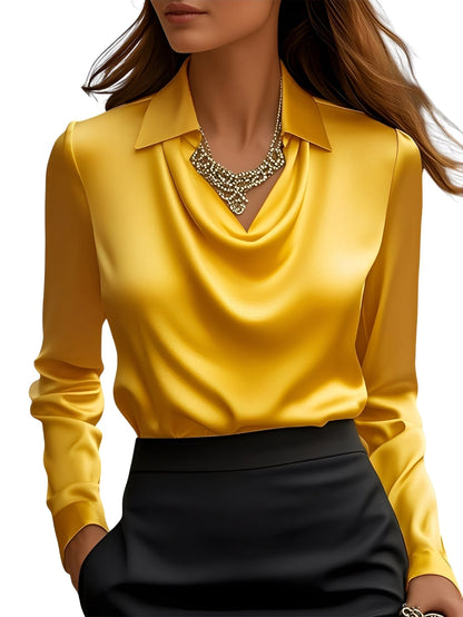 Dionne - Elegant Satin Blouse for Women with Long Sleeves