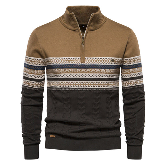Bryant - Stylish striped men's sweater with zipper