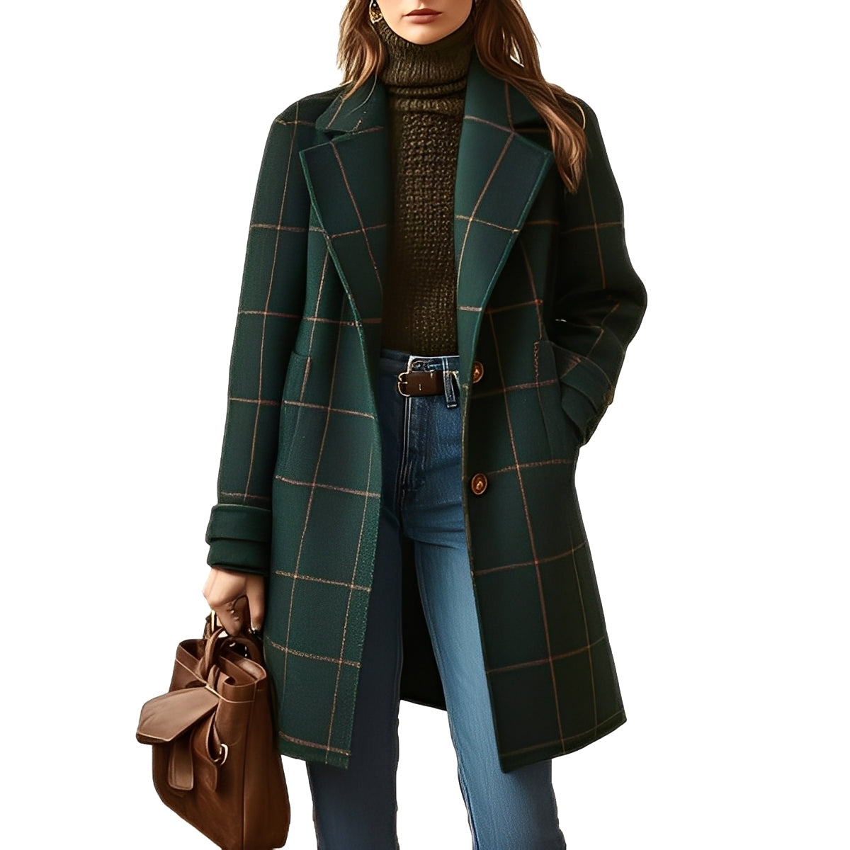 Moriah - Classic women's tweed coat with check pattern