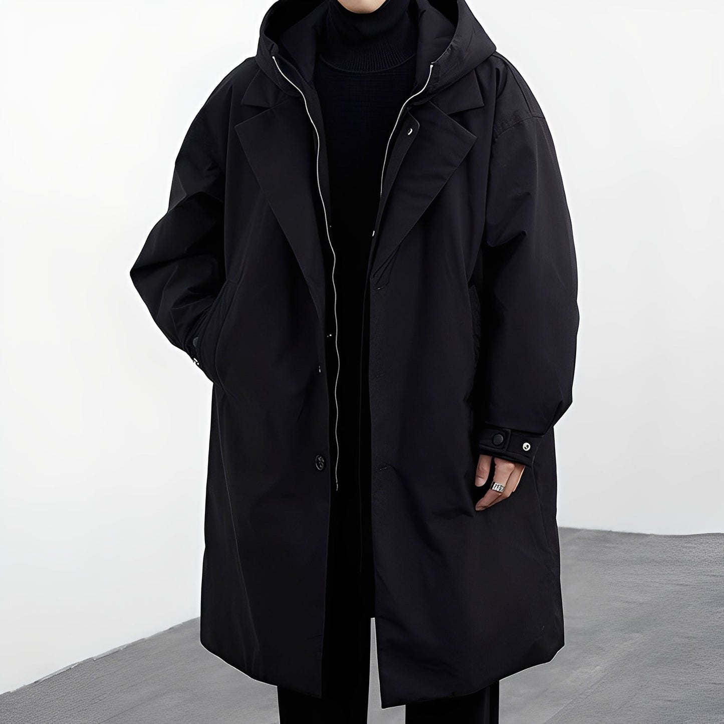 Jordon - long, versatile men's coat with hood