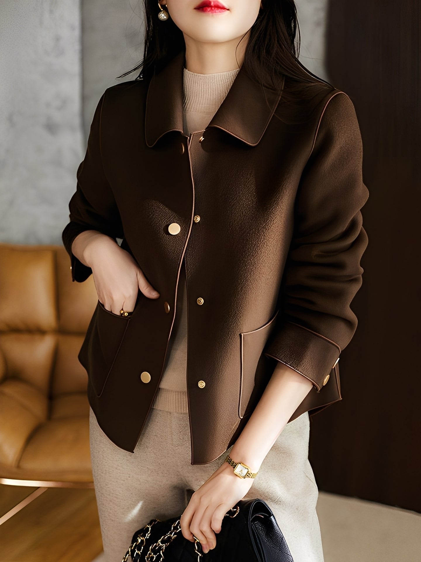 Meade - Stylish, warming women's jacket with buttons