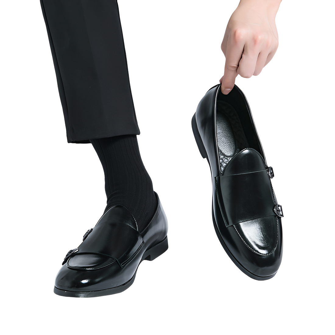Bryan - Formelle Herren-Slipper aus Leder mit doppelter Schnalle