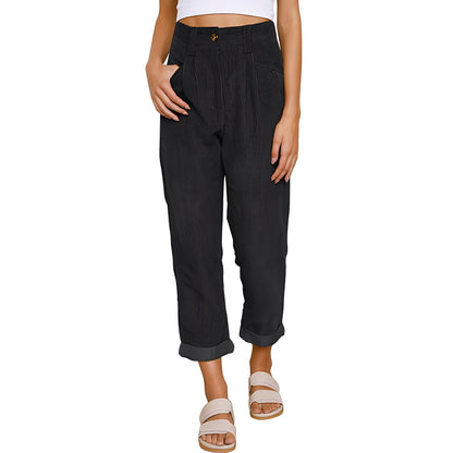 Hannah - Comfortable women's corduroy pants with high waist