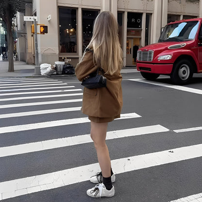 Ashlea - Elegant women's blazer with lapel and skirt