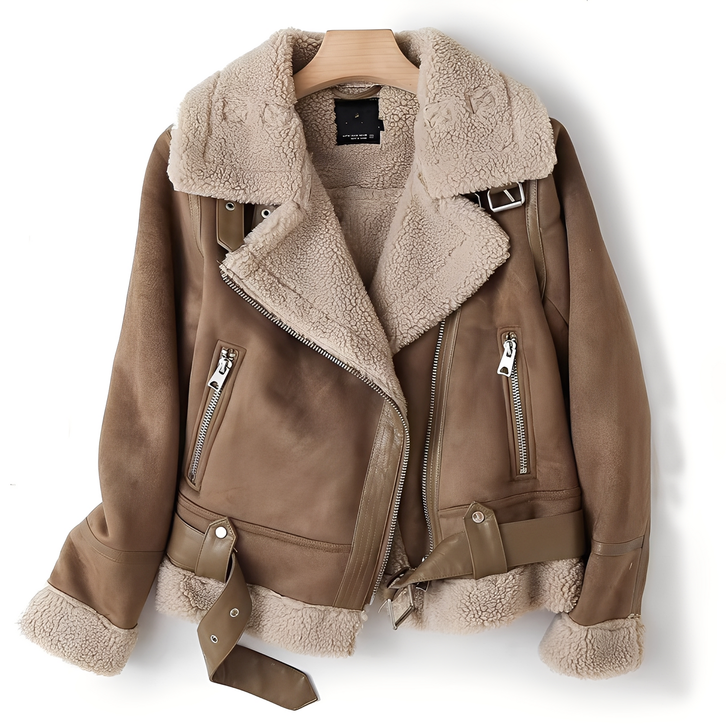 Marianne - Fashionable women's suede jacket with belt