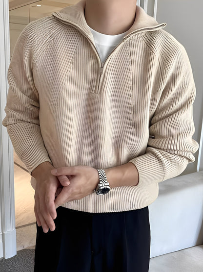 Lucas - Elegant men's pullover with half zipper