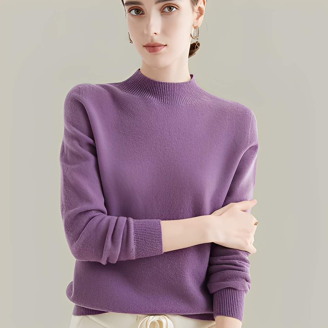 Martine - Wool Slim Fit Sweater with High Collar for Women