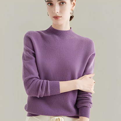 Martine - Wool Slim Fit Sweater with High Collar for Women