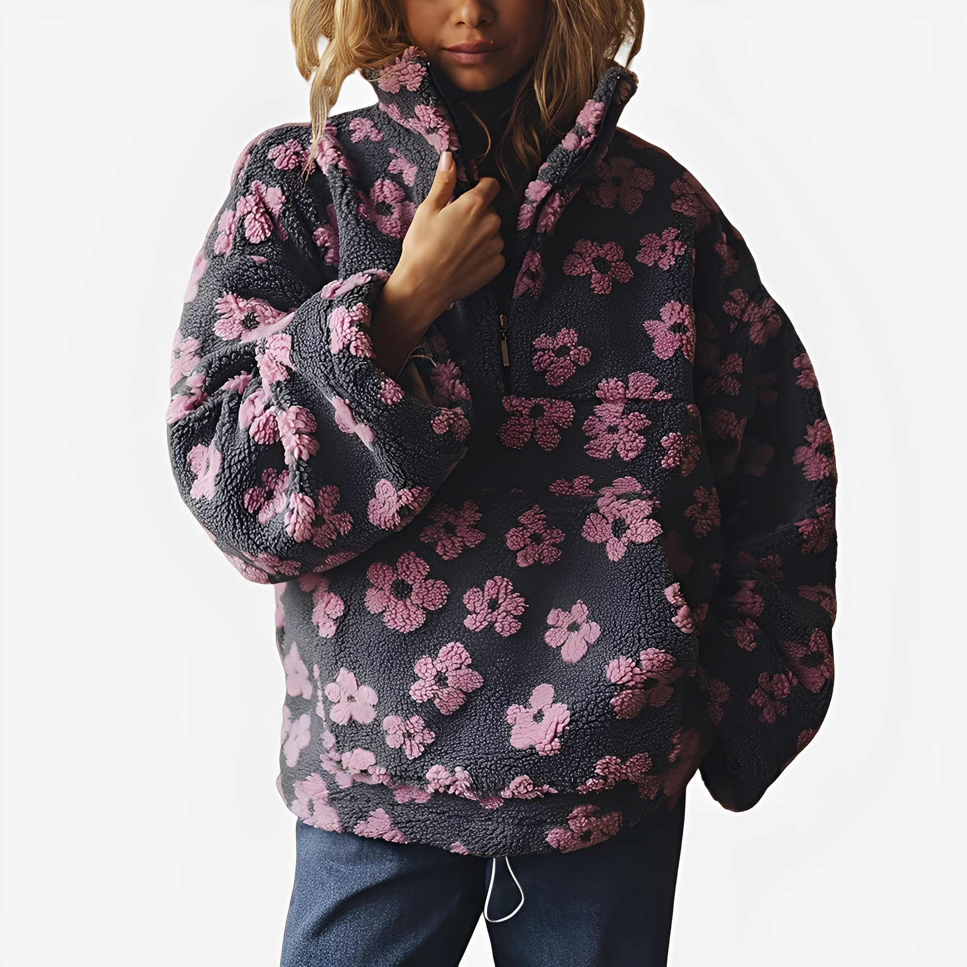 Elizabeth - Moderner Pulli mit Blumenschmuck