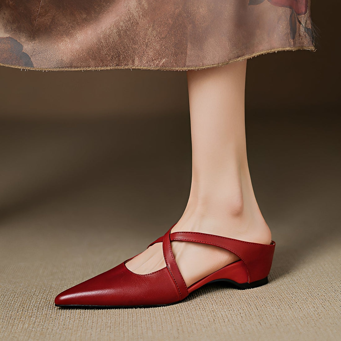 Riley - Moderne flache Mules im Retro-Stil