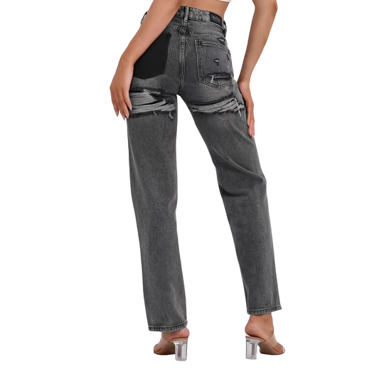 Lillian - Comfortable high-waisted women's denim with rips