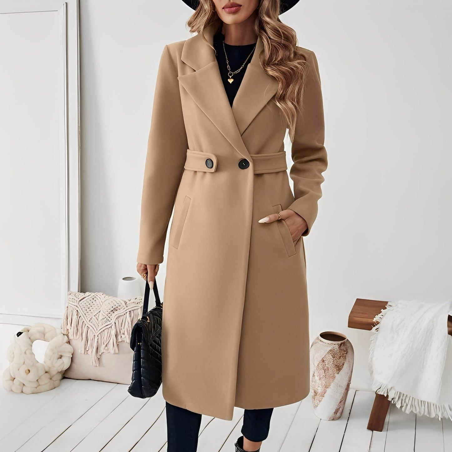 Mélina - Elegant winter coat with long sleeves for women