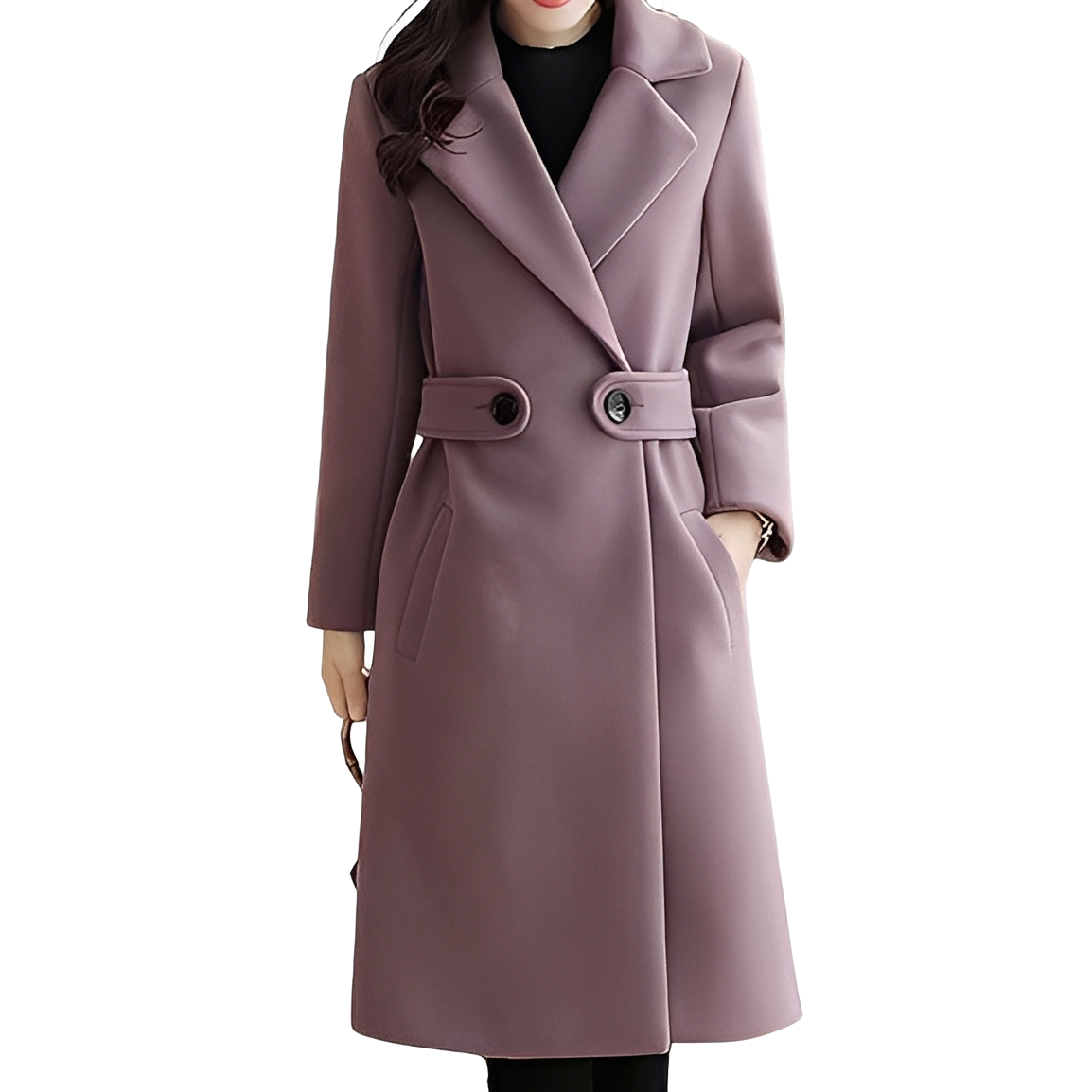 Kaylie - Elegant women's coat made of wool, knee-length