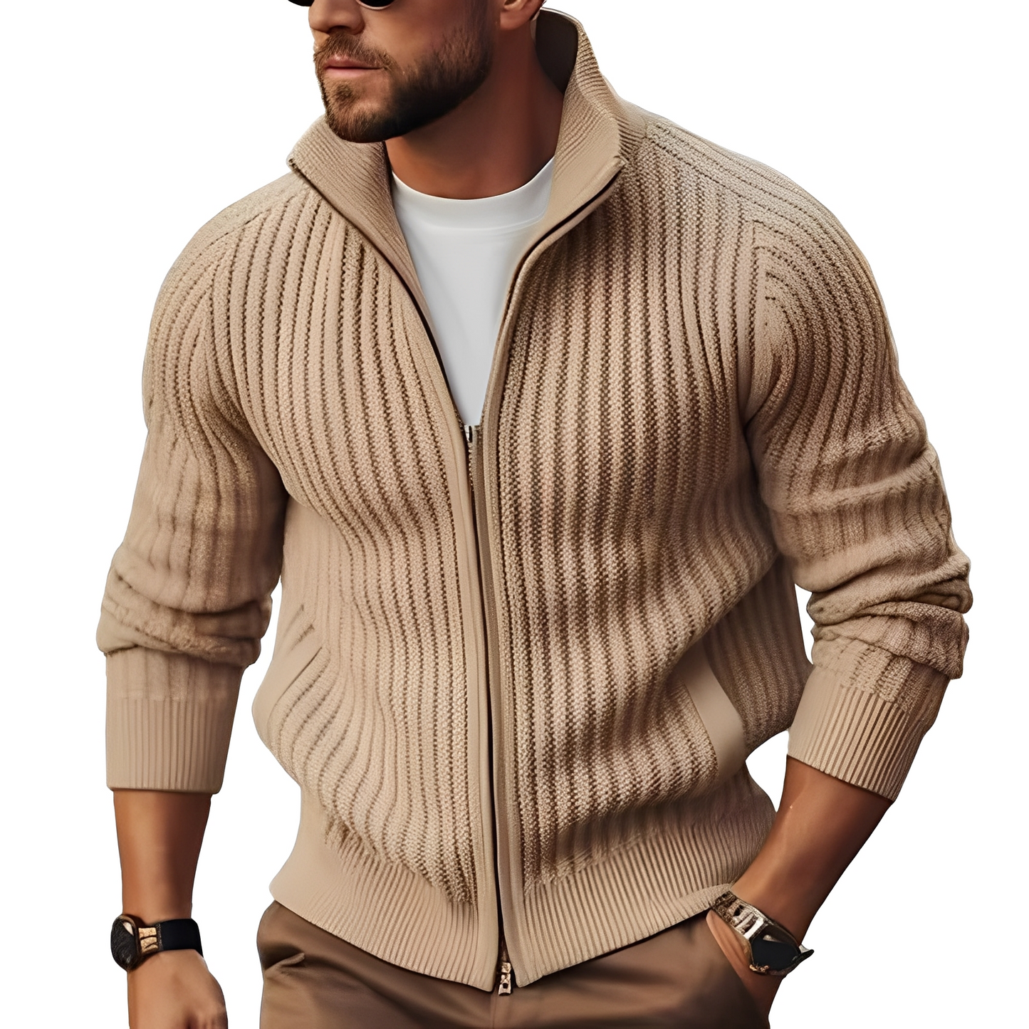 Matthew - Eleganter Fleece-Pullover mit Herrenreißverschluss