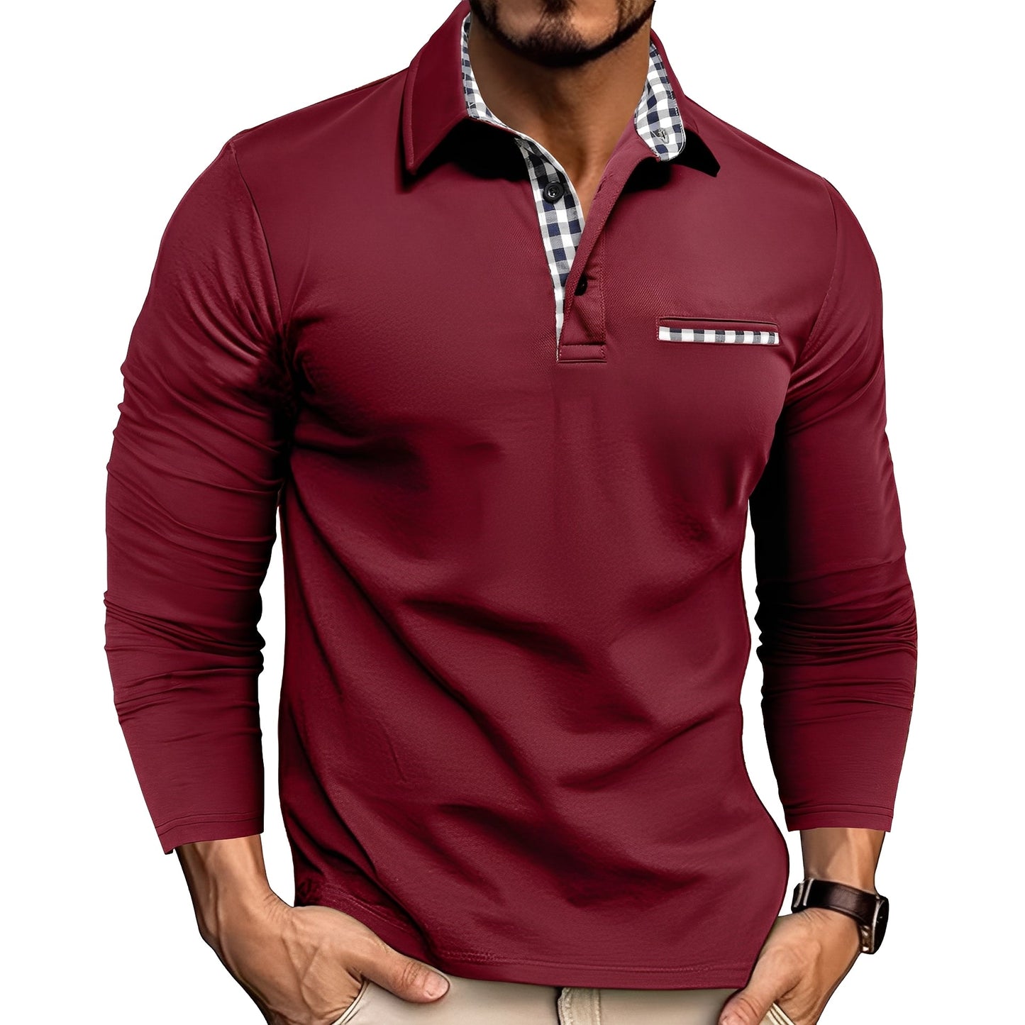 Charel - Stylish men's polo shirt with long sleeves