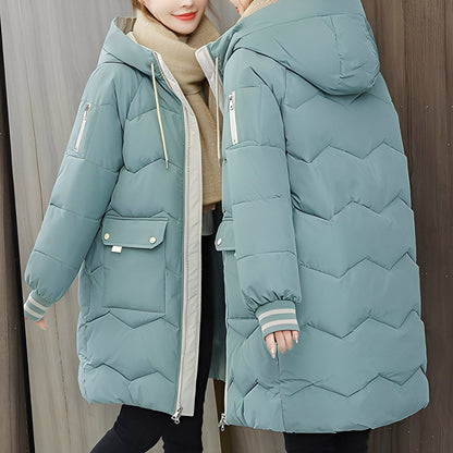 Catherine - Modern long down jacket with hood for women