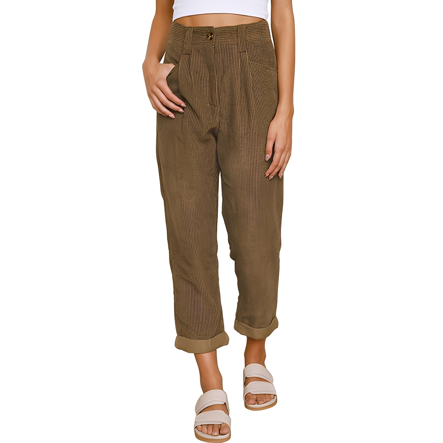 Hannah - Comfortable women's corduroy pants with high waist