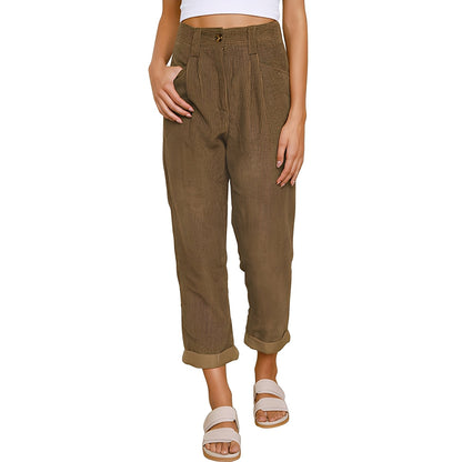 Hannah - Comfortable women's corduroy pants with high waist