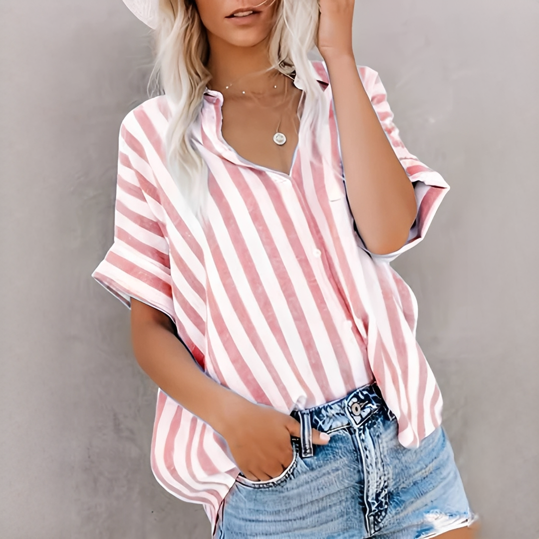 Alejandra - Elegant summer shirt with stripes for women
