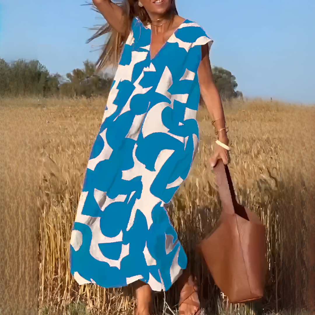 Vicky - Elegantes Kleid mit V-Ausschnitt und lockerer Passform