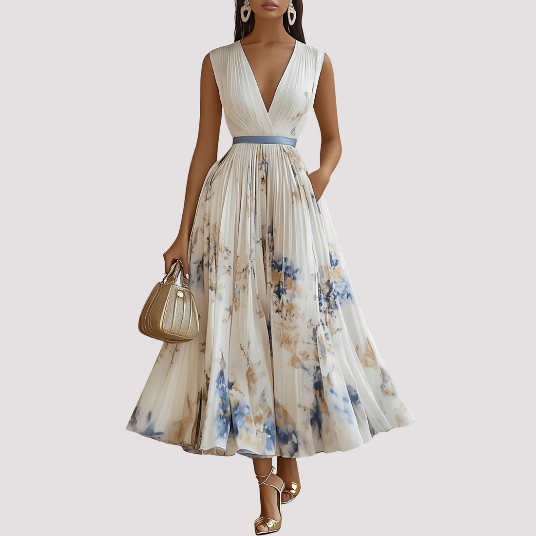 Leah - Midikleid mit floralem Design und langen Ärmeln
