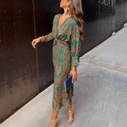 Louna - Women's V-neck Dress in Elegant Style